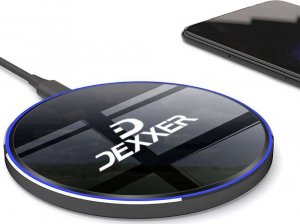 Ładowarka 4kom.pl Ładowarka indukcyjna okrągła Qi LED Charger 15W 2000mA 12V bezprzewodowa + kabel czarna 10