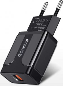 Ładowarka Alogy Ładowarka sieciowa Alogy szybka USB-A Quick Charge QC 3.0 Czarna + Kabel 1m Lightning 2