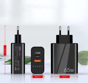 Ładowarka Alogy Ładowarka sieciowa szybka Alogy Quick Charge QC 3.0 USB-A + USB-C PD 65W czarna 5