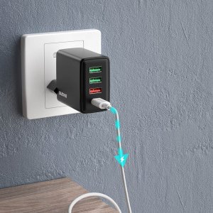 Ładowarka Dudao Dudao szybka ładowarka sieciowa 3x USB / 1x USB Typ C 20W, PD, QC 3.0 czarny (A5H) 3