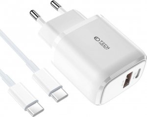 Ładowarka Tech-Protect Ładowarka sieciowa Tech-protect C20W 2-port Network Charger PD 20W QC 3.0 + USB-C Cable White 2