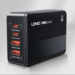 Ładowarka 4kom.pl Ładowarka sieciowa uniwersalna 2x USB 2x USB-C 65W Power Delivery PD QC 3.0 czarna 12