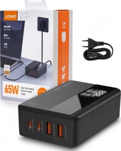 Ładowarka 4kom.pl Ładowarka sieciowa uniwersalna 2x USB 2x USB-C 65W Power Delivery PD QC 3.0 czarna 21