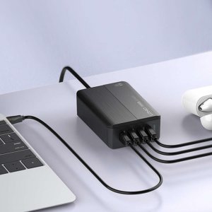 Ładowarka 4kom.pl Ładowarka sieciowa uniwersalna 2x USB 2x USB-C 65W Power Delivery PD QC 3.0 czarna 4