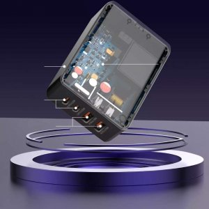 Ładowarka 4kom.pl Ładowarka sieciowa uniwersalna 2x USB 2x USB-C 65W Power Delivery PD QC 3.0 czarna 5