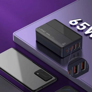 Ładowarka 4kom.pl Ładowarka sieciowa uniwersalna 2x USB 2x USB-C 65W Power Delivery PD QC 3.0 czarna 6