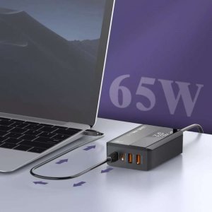 Ładowarka 4kom.pl Ładowarka sieciowa uniwersalna 2x USB 2x USB-C 65W Power Delivery PD QC 3.0 czarna 8