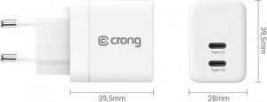 Ładowarka Crong Ładowarka sieciowa Crong Utra Compact GaN 35W PD 3.0 2x USB-C (biały) 4