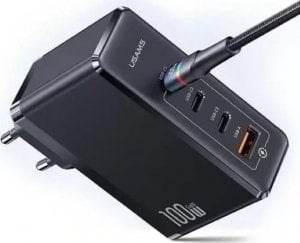 Ładowarka Usams Ładowarka sieciowa USAMS T50 3xUSB-C+1xUSB GaN 100W PD Fast Charge czarny/black (US-CC163) 1