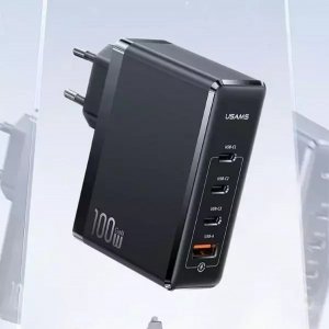 Ładowarka Usams Ładowarka sieciowa USAMS T50 3xUSB-C+1xUSB GaN 100W PD Fast Charge czarny/black (US-CC163) 2