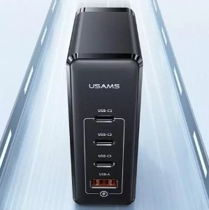 Ładowarka Usams Ładowarka sieciowa USAMS T50 3xUSB-C+1xUSB GaN 100W PD Fast Charge czarny/black (US-CC163) 3