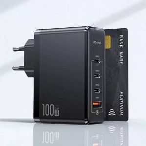 Ładowarka Usams Ładowarka sieciowa USAMS T50 3xUSB-C+1xUSB GaN 100W PD Fast Charge czarny/black (US-CC163) 4