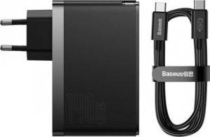 Ładowarka Baseus Baseus ładowarka sieciowa GaN5 Pro PD 140W 2x USB-C 1x USB czarna + kabel USB-C - USB-C 1