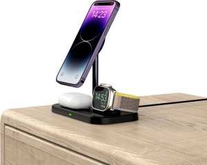 Ładowarka Tech-Protect Ładowarka bezprzewodowa MagSafe Tech-protect Qi15W A22 3in1 Magnetic Wireless Charger Black 7