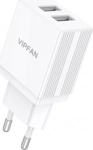 Ładowarka Vipfan Ładowarka sieciowa Vipfan E02, 2x USB, 2.1A (biała) 2