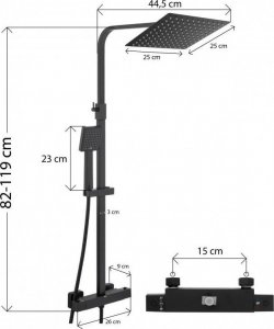 Zestaw prysznicowy YokaHome Termostatyczna bateria prysznicowa z zestawem natryskowym - czarny (Yoka) 12