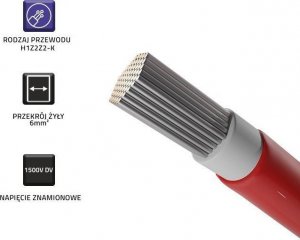 Qoltec Kabel solarny fotowoltaiczny | 6mm2 | 100m | Czerwony 4
