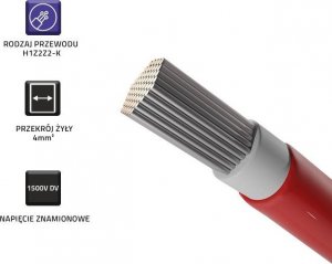 Qoltec Kabel solarny fotowoltaiczny | 4mm2 | 100m | Czerwony 4