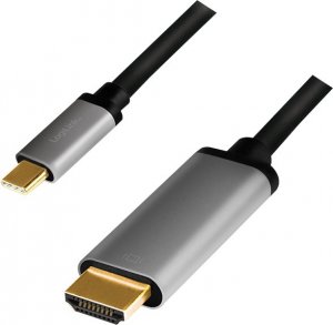 Kabel USB LogiLink USB-C - HDMI 1.8 m Czarno-srebrny (CUA0101) 1