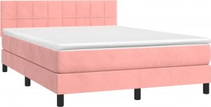 vidaXL vidaXL Łóżko kontynentalne z materacem i LED, różowy aksamit 140x190cm 4