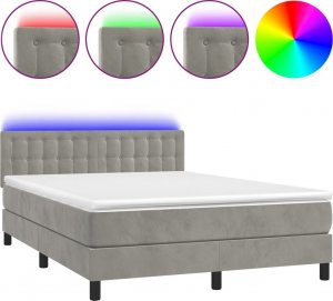 vidaXL vidaXL Łóżko kontynentalne z materacem, jasnoszare, 140x190cm, aksamit 2