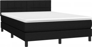 vidaXL Łóżko kontynentalne z materacem, czarne, tkanina 140x200 cm 3