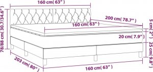 vidaXL vidaXL Łóżko kontynentalne z materacem, niebieskie, tkanina, 160x200cm 7