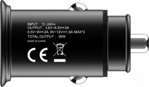 Ładowarka Techly Techly Samochodowa Szybka Mini Ładowarka 2x USB 36W 3A 5-12V 4