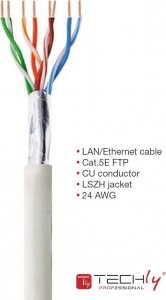 Techly Techly Kabel skrętka Cat5e F/UTP drut miedź LSZH 305m szara 3
