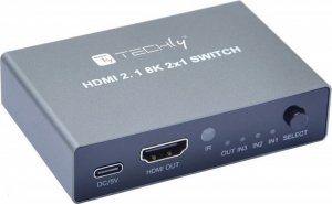 Adapter AV Techly Techly 3-Portowy Przełącznik HDMI 2.1 8K*60Hz 3x1 z Pilotem IR 3