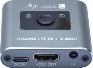 Adapter AV Techly Techly 2-Portowy Przełącznik HDMI 2.1 8K*60Hz 2x1 z Pilotem IR 5