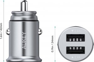 Ładowarka Aukey Ładowarka samochodowa CC-S2 4.8A 2xUSB-A 2