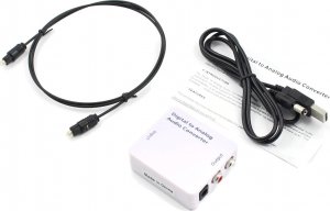 Adapter AV SwiatKabli Konwerter optyczny dźwięku Coaxial TOSLINK - RCA 2x CHINCH ANALOG 2