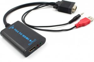 Adapter AV SwiatKabli Konwerter z VGA męskie na HDMI żeńskie + audio jack 3,5mm kabel 1