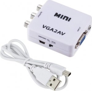 Adapter AV SwiatKabli Konwerter obrazu z VGA + jack 3,5mm na AV RCA Chinch 6