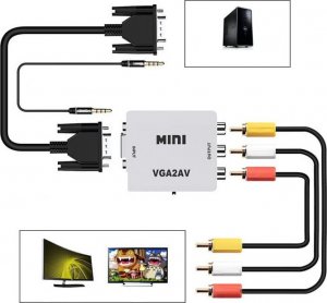 Adapter AV SwiatKabli Konwerter obrazu z VGA + jack 3,5mm na AV RCA Chinch 8