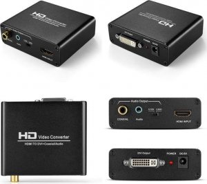 Adapter AV SwiatKabli Konwerter obrazu i dźwięku HDMI na DVI-D + Coaxial / jack 3,5 mm Adapter 1