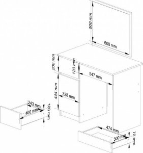 Fabryka Mebli Akord TOALETKA KOSMETYCZNA Z LUSTREM P-2/SL 500x600 LEWA DĄB CRAFT 3