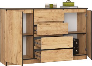 Fabryka Mebli Akord Komoda K 160 cm 2 drzwi 4 szuflady - dąb craft 2