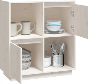 vidaXL Szafka, biała, 74x35x80 cm, lite drewno sosnowe 4