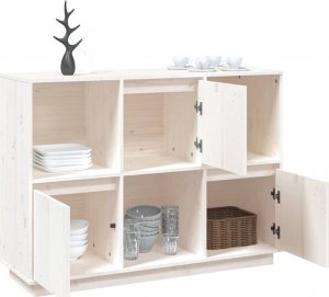 vidaXL Szafka, biała, 110,5x35x80 cm, lite drewno sosnowe 5