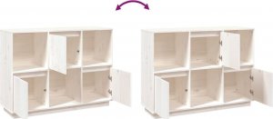 vidaXL Szafka, biała, 110,5x35x80 cm, lite drewno sosnowe 8