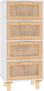 vidaXL Szafka, biała, 40x30x90 cm, lita sosna i naturalny rattan 2