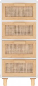 vidaXL Szafka, biała, 40x30x90 cm, lita sosna i naturalny rattan 4