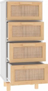 vidaXL Szafka, biała, 40x30x90 cm, lita sosna i naturalny rattan 5