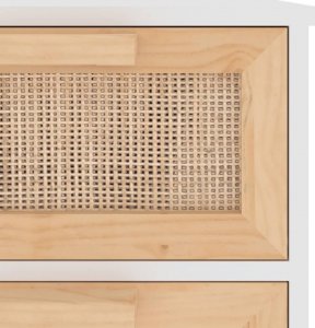vidaXL Szafka, biała, 40x30x90 cm, lita sosna i naturalny rattan 7