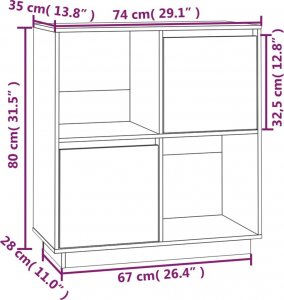 vidaXL Szafka, szara, 74x35x80 cm, lite drewno sosnowe 9