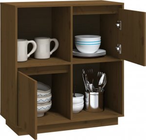 vidaXL Szafka, miodowy brąz, 74x35x80 cm, lite drewno sosnowe 4