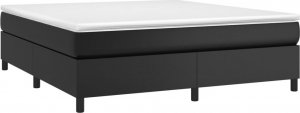 vidaXL Łóżko kontynentalne, czarne, obite sztuczną skórą, 160x200 cm 3
