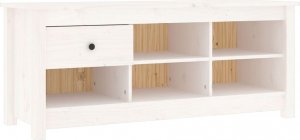 vidaXL Szafka na buty, biała, 110x38x45,5 cm, lite drewno sosnowe 2
